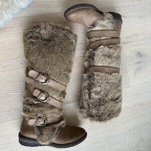 Nomadas Faux Fur and Faux Leather Tall Boots